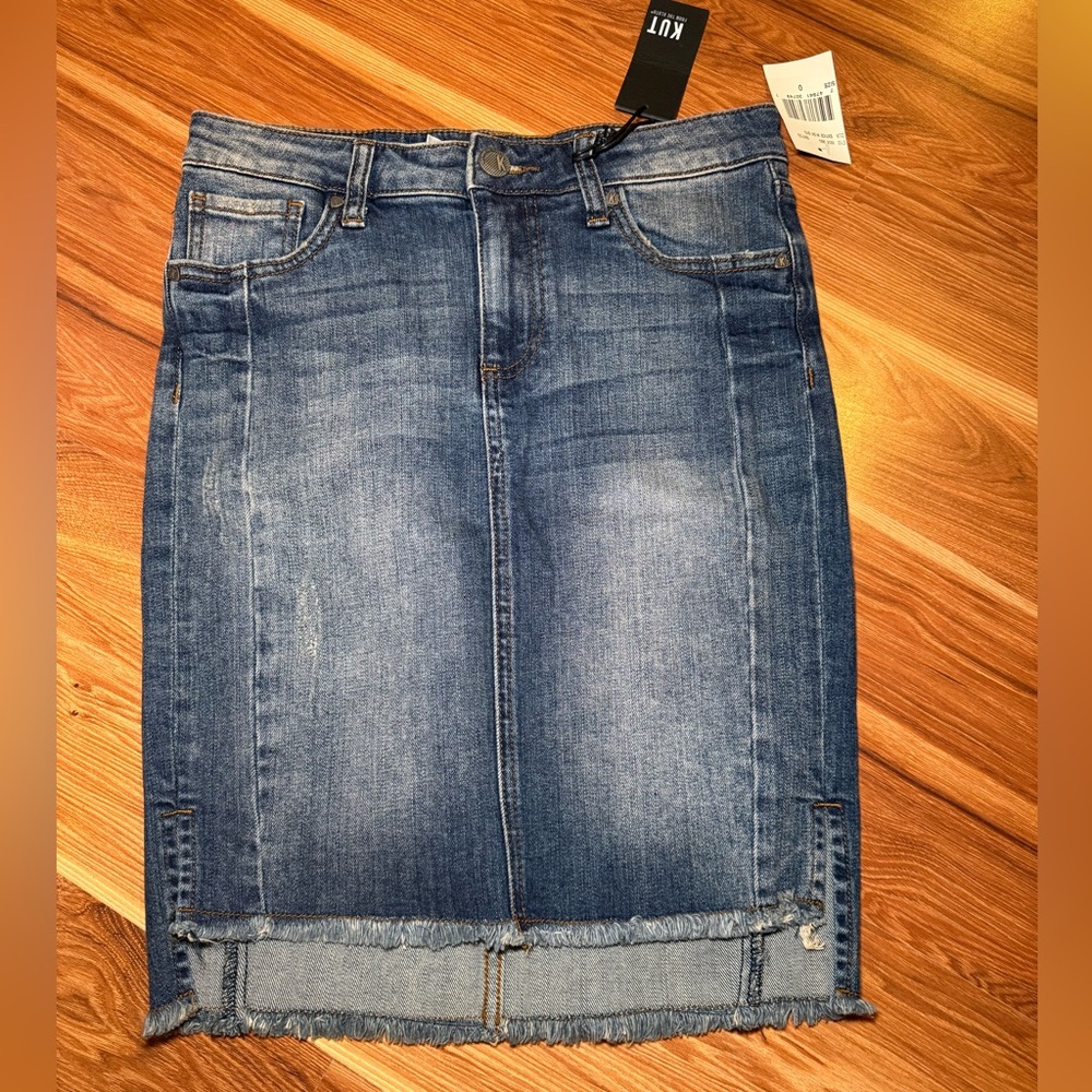Kut from the Kloth Medium Wash Denim Mini Skirt